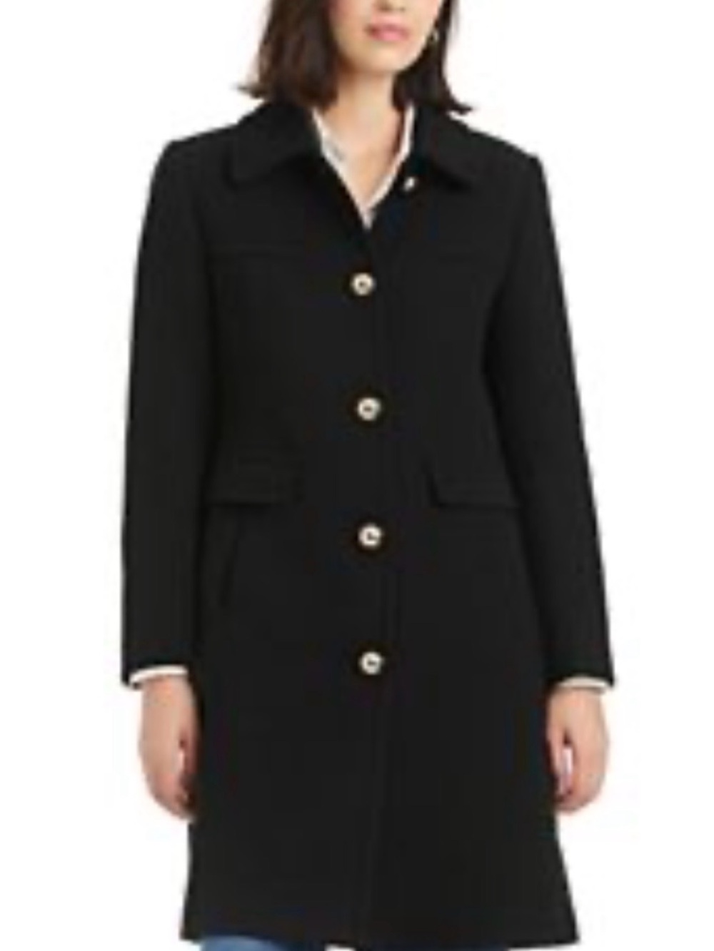 kate spade Black Midweight Button-Front Trench Coat